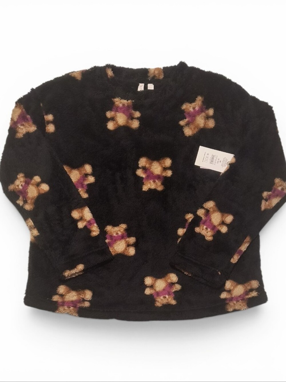 Joyspun Plush Black Teddy Bear Long Sleeve Top And Pants Pajama Set Size M - Picture 5 of 15
